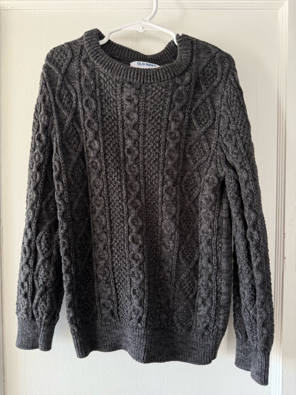 Old Navy Kids Dark Charcoal Cable Crewneck Sweater